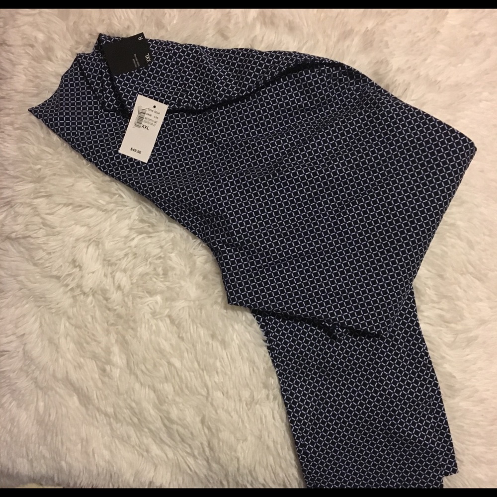 Blue Geometric microtwill super slim leg pants